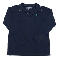 Tmavomodré polo triko s výšivkou Next