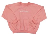 Ružová oversize mikina s nápisom a volánikmi Matalan