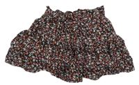 Čierna kvetovaná ľahká sukňa s všitými kraťasy M&Co.