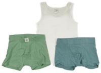 3set - Bílý nátělník + zelené boxerky + modré