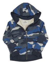 Modro-šedá army propínací mikina s kapucí M&S