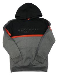 Čierno-sivo-červená mikina s logom a kapucňou McKenzie