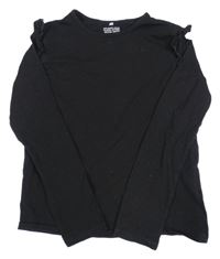 Čierne tričko s volánikmi H&M