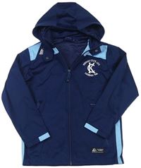 Tmavomodro-modrá športová funkčná bunda s logom a kapucňou Pendle