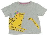 Sivé melírované crop pyžamové tričko s leopardom Tu