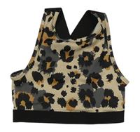 Béžovo-čierny leopardí športový crop top Matalan