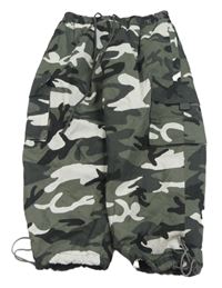 Šedo-černé army šusťákové kalhoty 
