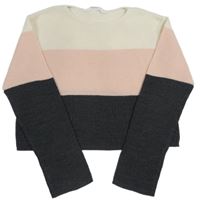 Bielo-ružovo-sivý crop sveter H&M