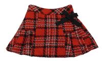 Červeno-čierna kockovaná vlnená sukňa zn. Matalan