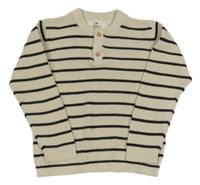 Smetanovo-čierny pruhovaný ľahký sveter H&M