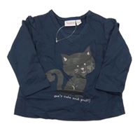 Tmavomodré triko s kočkou Impidimpi