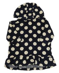 Tmavomodré bodkovaná é froté šaty s kapucňou Next