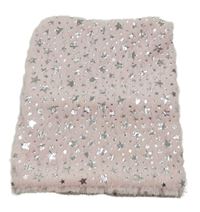 Světlerůžový chlupatý nákrčník s hvězdami 