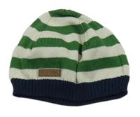 Smetanovo-zeleno-tmavomodrá ľahká pletená pruhovaná čapica H&M
