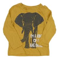 Okrové tričko so slonom C&A