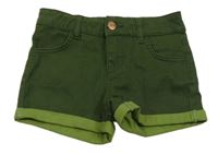 Tmavozelené riflové kraťasy 