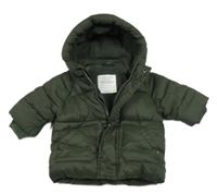 Tmavozelená šusťáková zimní bunda s kapucí Primark