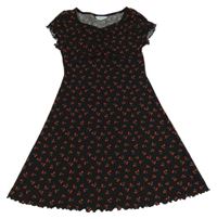 Čierne šaty s třešněmi Primark