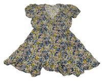 Černo-žluto-růžové květované lehké šaty F&F