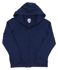 Tmavomodrá propínací mikina s kapucí 