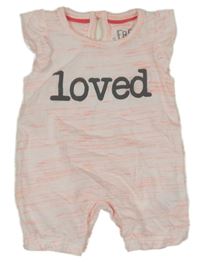 Světlerůžový melírovaný kraťasový overal s nápisem F&F