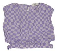 Nové - fialový kockovaný crop top H&M