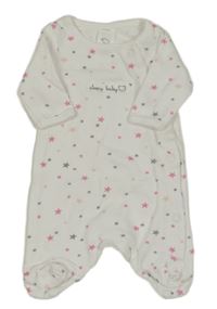 Biely overal s ružovými hviezdičkami C&A