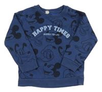 Tmavomodrá vzorovaná mikina s Mickeym a nápisom Mango