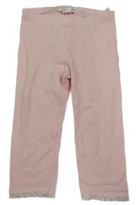 Svetloružové crop legíny s čipkou H&M