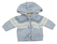 Modro-bílý pruhovaný podšitý propínací svetr s kapcuí Mothercare