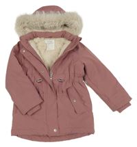 Starorůžová šusťáková zimní parka s kapucí Primark