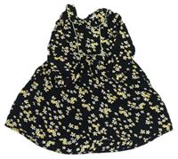 Čierne kvetované ľahké šaty s golierikom