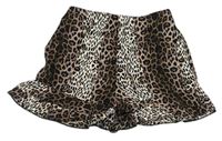 Hnedo-béžovo-čierne ľahké sukňové kraťasy s leopardím vzorom River Island