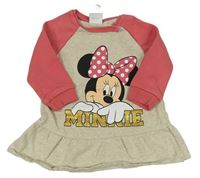 Béžovo-lososové teplákové šaty s Minnie Disney