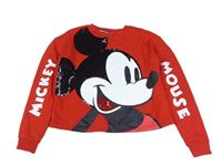 Červená crop mikina s Mickeym s flitrami Primark