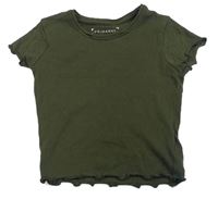 Khaki žebrované crop tričko Primark