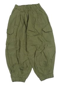 Khaki cargo cuff volné kalhoty 