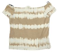 Hnedo-biele pruhované crop tričko H&M