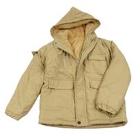 Béžová šušťáková zimná bunda s kapucňou Shein