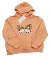 Nové - Oranžová mikina s motýlkem z flitrů H&M
