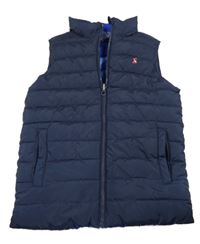 Tmavomodrá šušťáková zateplená obojstranná vesta Joules