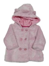 Růžový plyšový kabátek s kapucí Ergee