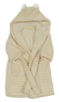 Smotanový rebrovaný plyšový župan s kapucňou Mothercare