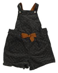 Antracitovo-hnědé laclové manšestrové puntíkaté kraťasy zn.Obaibi