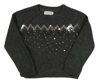 Tmavosivý sveter s flitrami Primark