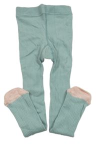 Zeleno-růžové žebrované punčocháče M&S