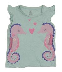 Svetlomodré tričko s mořskými koníky Mothercare