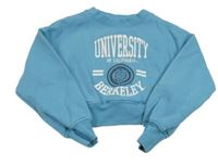 Svetlomodrá crop mikina s nápismi