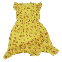 Žluté květované puntíkaté šifonové 