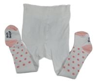 Bielo-ružové bodkovaná é pančuchy s králikom